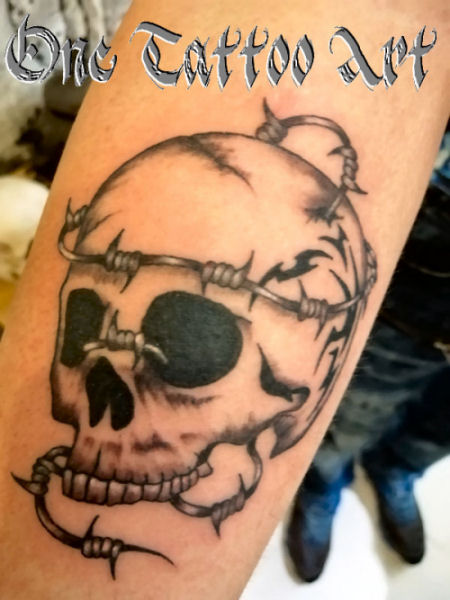 crane skull - one tattoo art