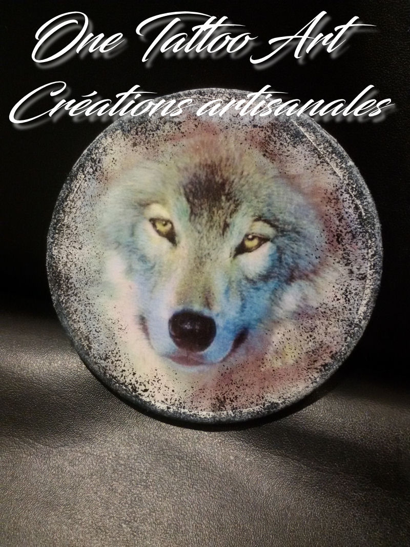 sous-verres-tete de loup- one tattoo art creation